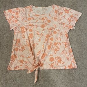 Como Blu Floral Tie-Front Top